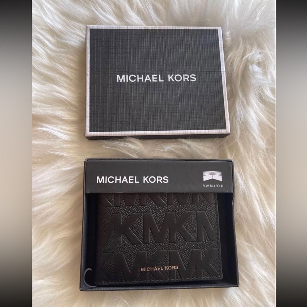 Michael Kors black slim bifold leather wallet
